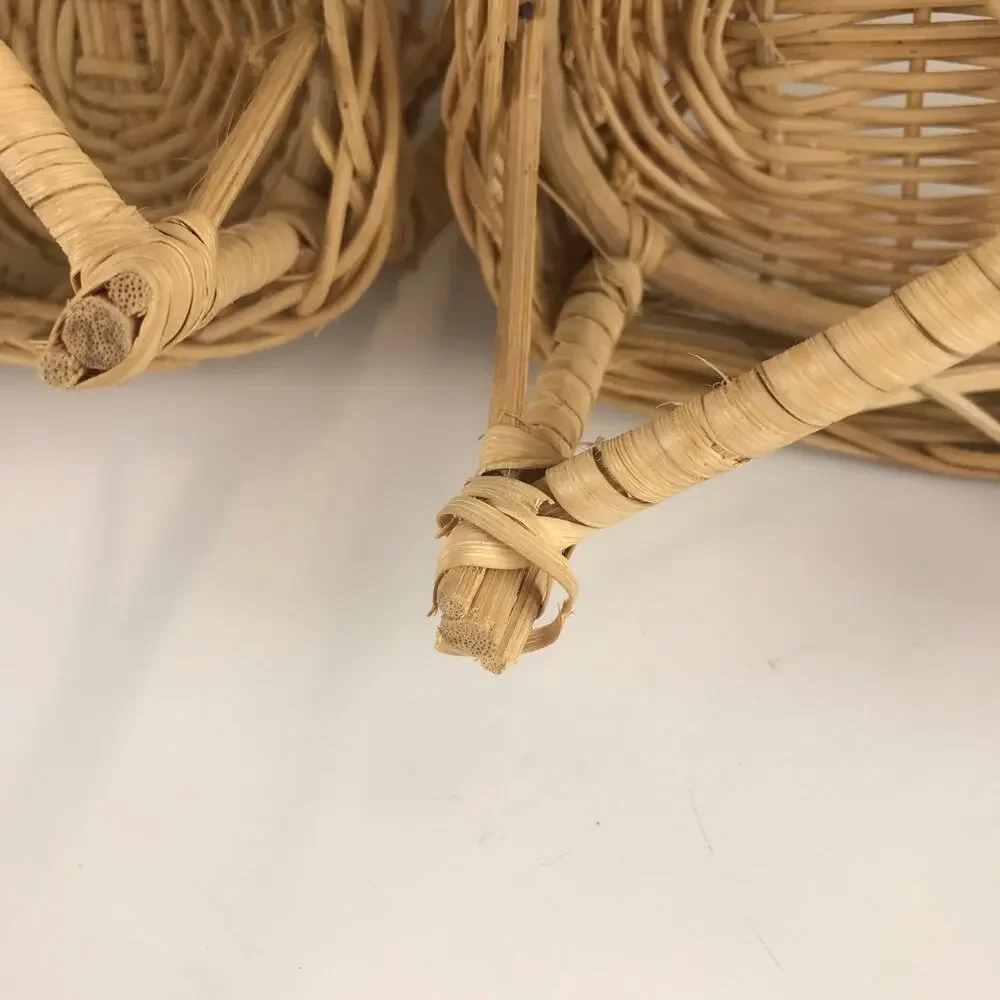 Vintage Fashion Doll Wicker Rattan Toy Furniture Set Loveseat Chair Table Mini